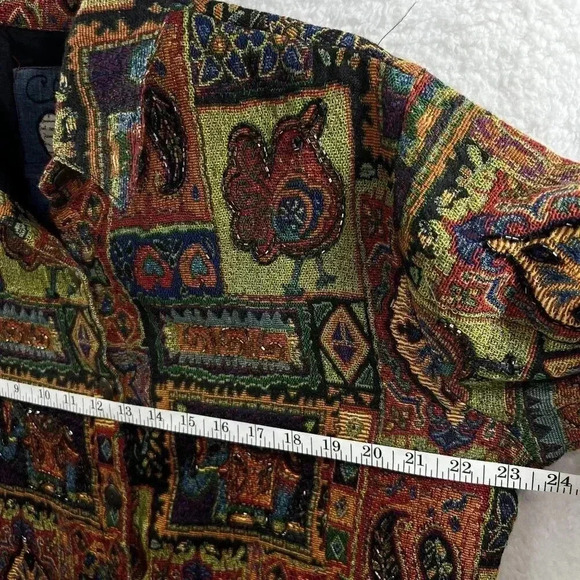 Chicos L Vintage 90s Shacket Embroidered Anniversary Collection Tapestry Beaded - Picture 10 of 16